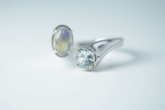 Feldspar and Aquamarine Ring