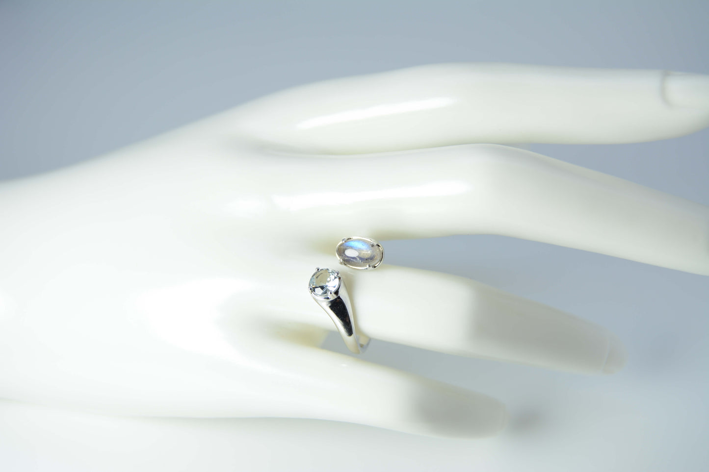 Feldspar and Aquamarine Ring