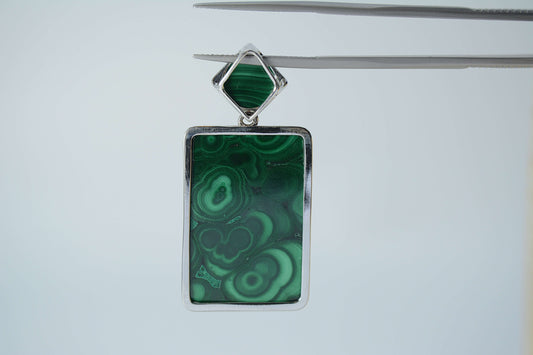 Malachite Pendant-with a Malachite on the bail < FINAL Sale Jewels > with Gift