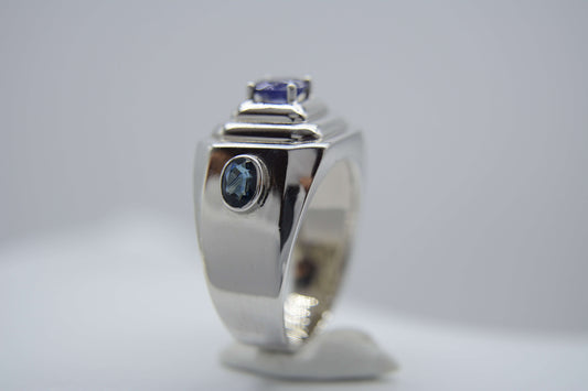 Iolite and Sapphire (Non heat-treated) Ring–Unisex style