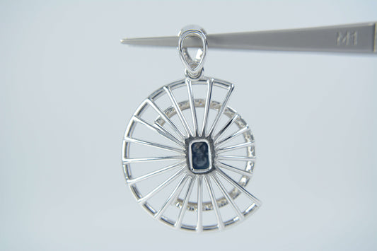 Sapphire (non heat-treated) and Diamonds Pendant
