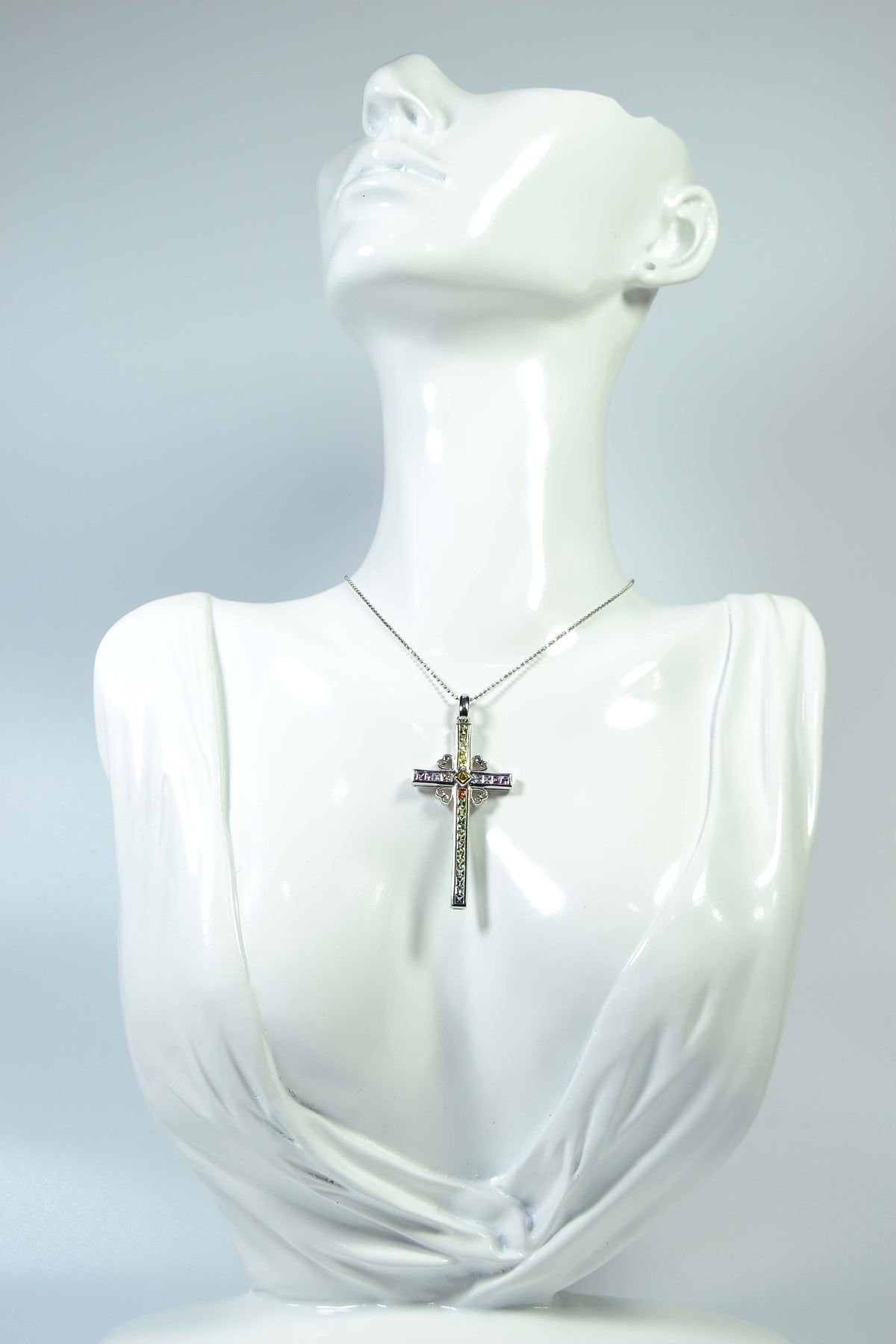 Sapphires (non heat-treated) Cross Pendant «Final Sale Jewels»