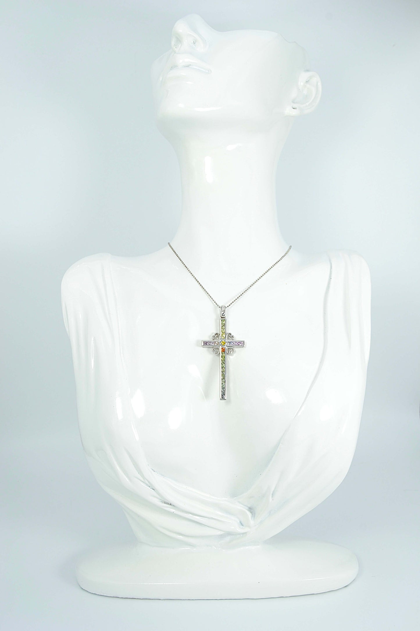 Sapphires (non heat-treated) Cross Pendant