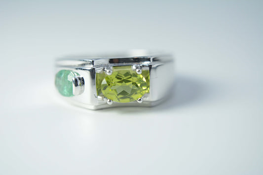 Peridot and Emerald Ring-Unisex style