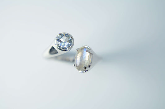 Feldspar and Aquamarine Ring