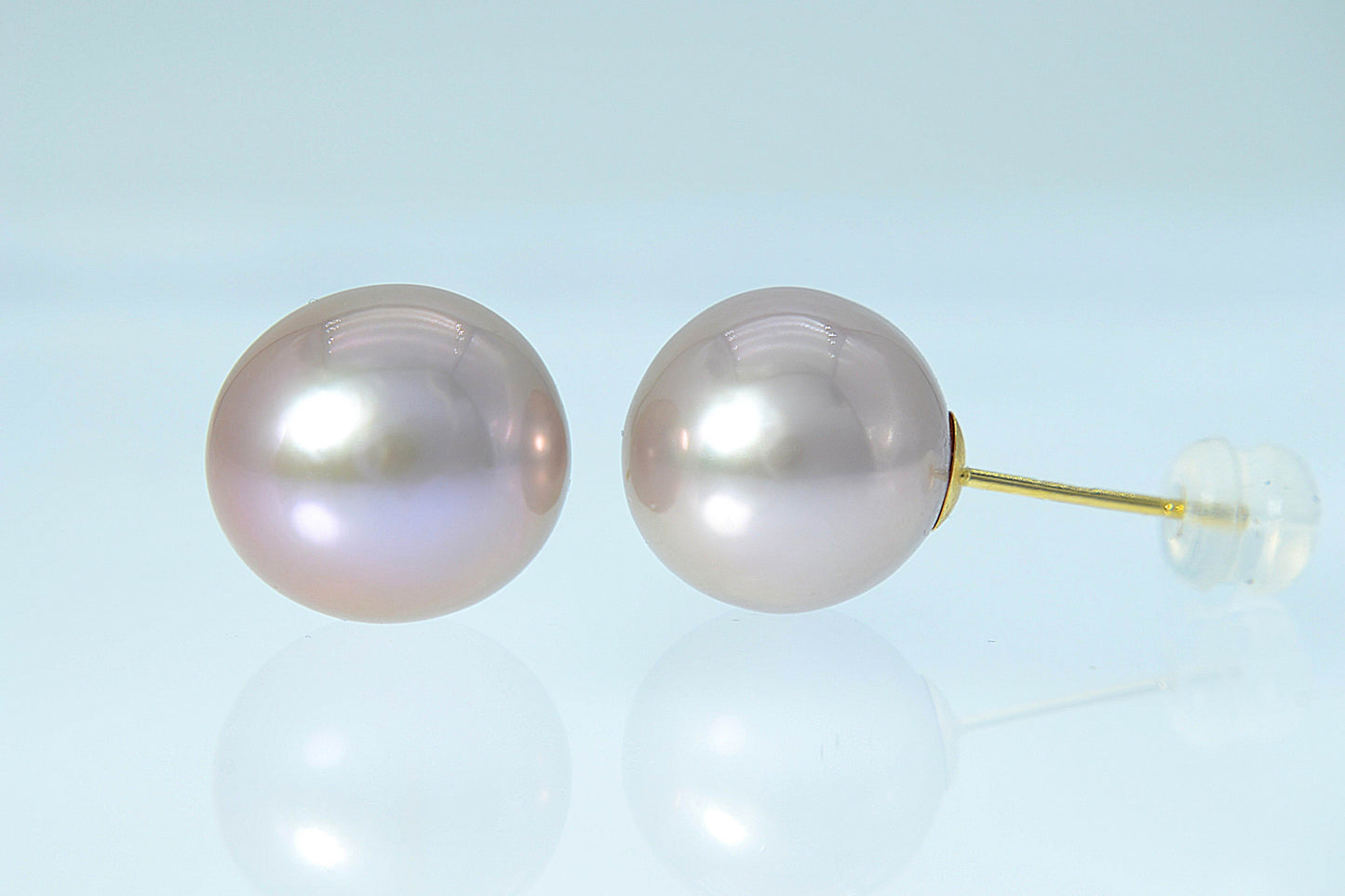 Pearl Earrings–Freshwater 12mm, Stud, 18K Yellow Gold, «Lunar Sale Jewels»