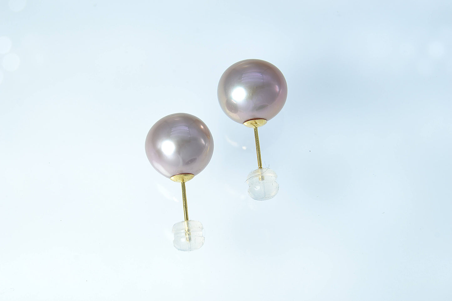 Pearl Earrings–Freshwater 12mm, Stud, 18K Yellow Gold, «Lunar Sale Jewels»