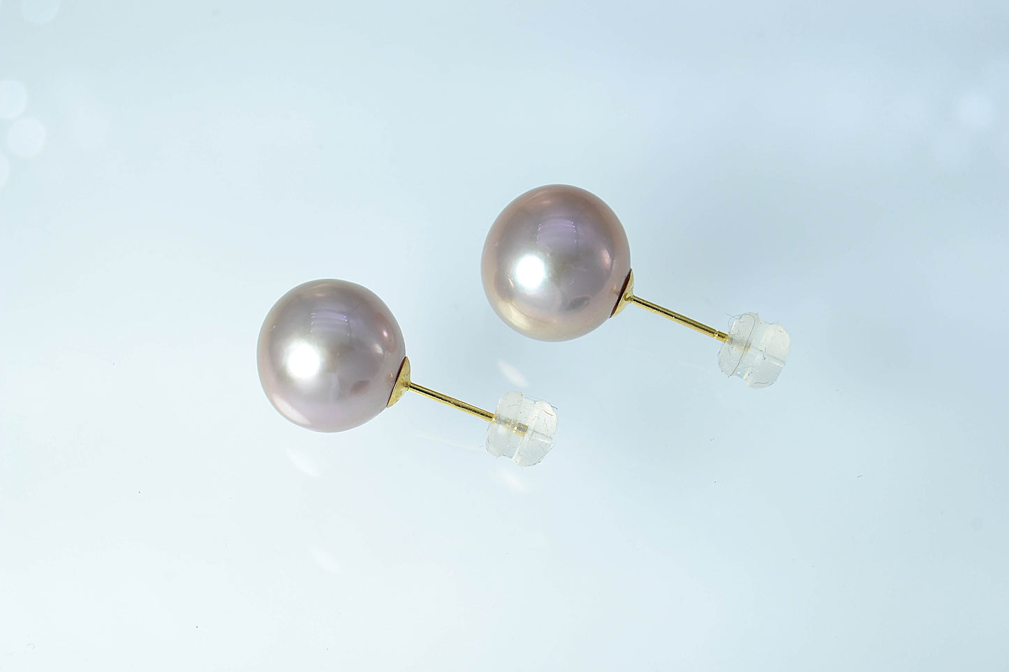 Pearl Earrings–Freshwater 12mm, Stud, 18K Yellow Gold, «Lunar Sale Jewels»