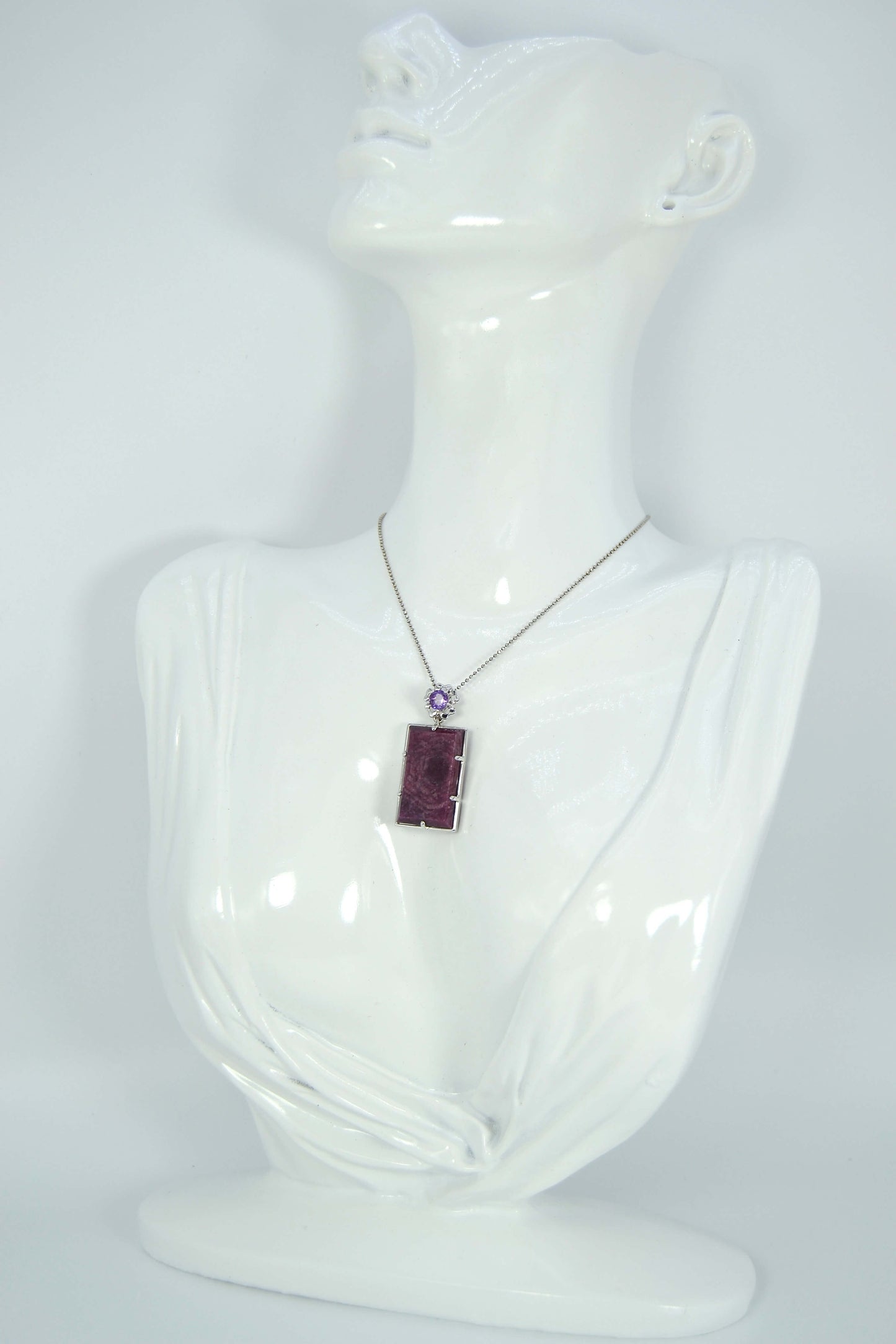 Ruby Pendant-with an Amethyst Bail (Feminine-Style)