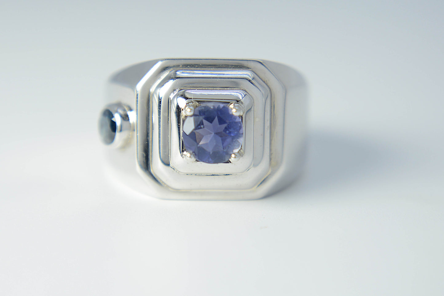 Iolite and Sapphire (Non heat-treated) Ring–Unisex style
