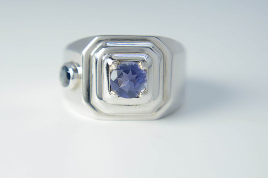 Iolite and Sapphire (Non heat-treated) Ring–Unisex style