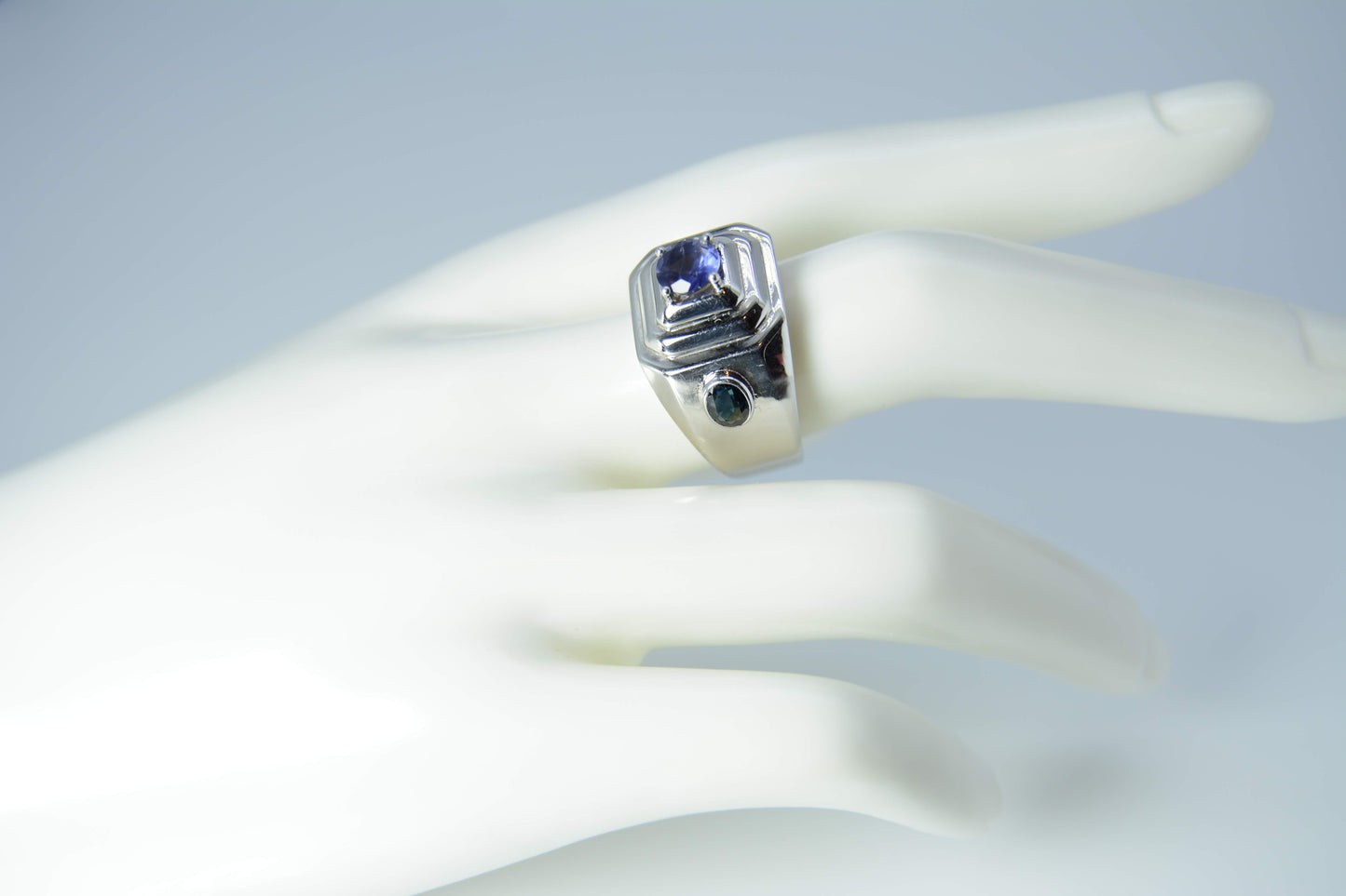 Iolite and Sapphire (Non heat-treated) Ring–Unisex style
